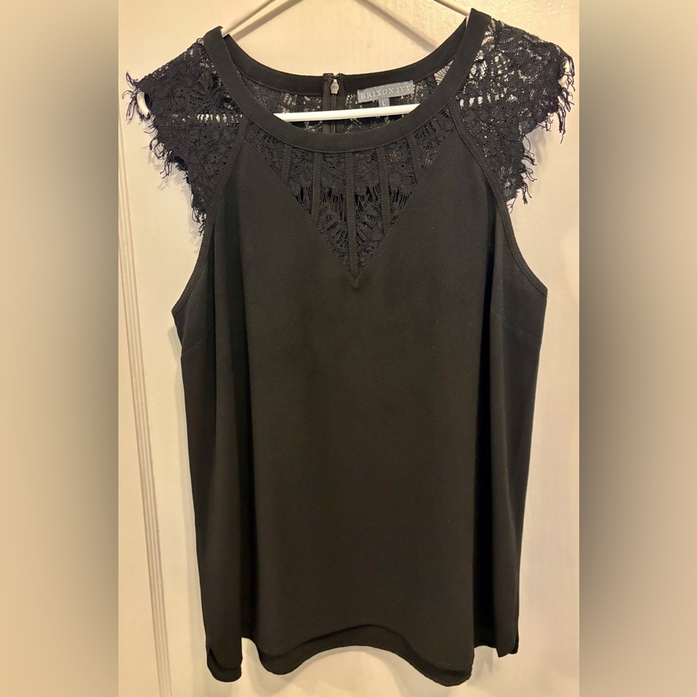 Brixon Ivy Black Lace Trim Top